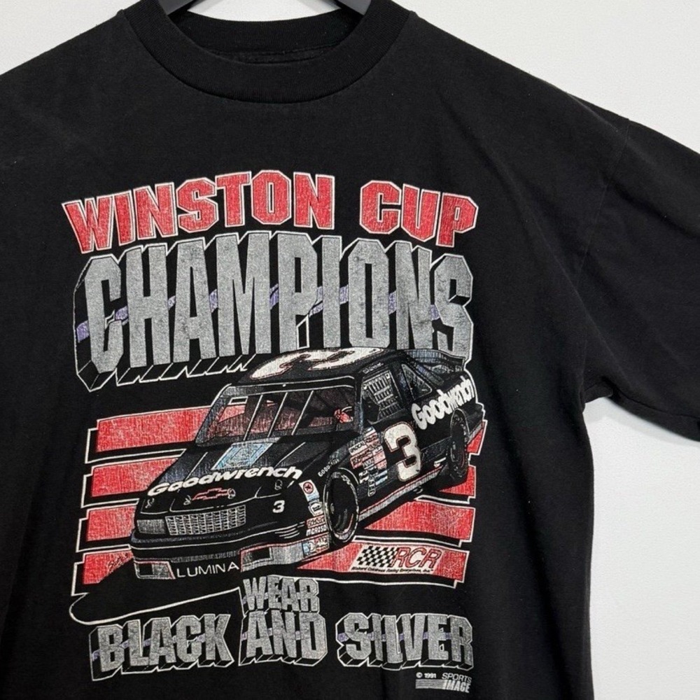 VINTAGE Sports Image Winston Cup Dale Earnhardt T-Shirt Large 90s 3 NASCAR Black